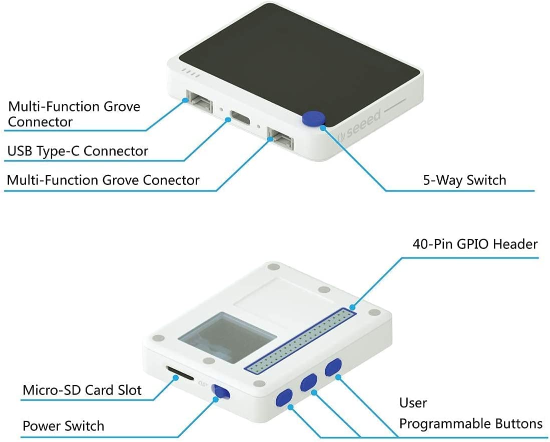 Seeed Studio Wio Terminal ATSAMD51 Core with Realtek RTL8720DN BLE5.0 Dev Board, Wireless Microcontroller Python Terminal Device Compatible with Raspberry Pi for Arduino, Micropython, and TinyML.