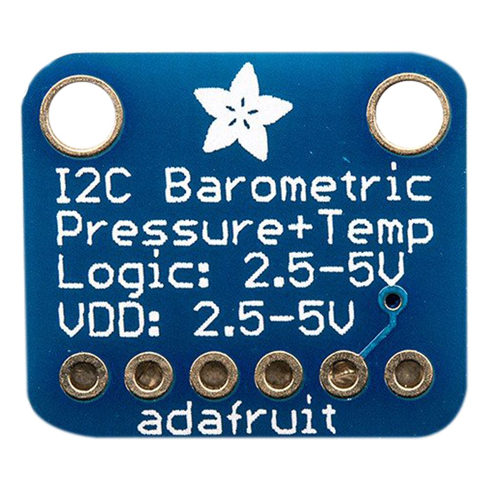 Adafruit Industries MPL115A2 I2C Barometric Pressure/Temperature Sensor Vin - 2.4 to 5.5 VDC; Logic - 3 to 5V compliant; Pressure sensing range - 500-1150 hPa (up to 10Km altitude)