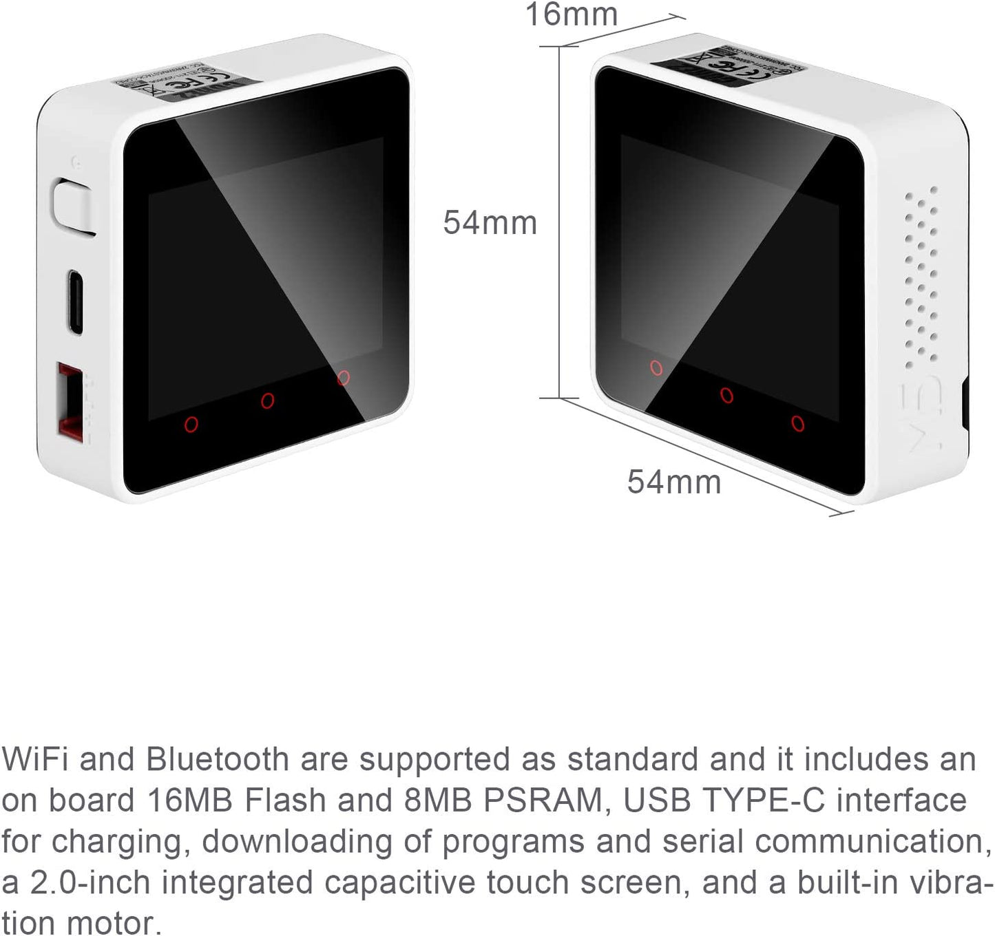 M5Stack Core2 ESP32 Development Kit 2nd Generation Core Device CP2104 MPU 6886 Built-in Bluetooth WiFi with Dual Core 32-bit 240Mhz LX6 Processors 16M Flash 8M PSRAM for UIFlow MicroPython