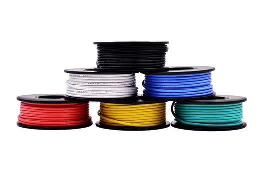 22AWG Silicone Hook Up Wire (OD: 1.7 mm) - 22 Gauge Stranded Tinned Copper Wire with Silicone Insulation, 6 Colors (Black, Red, Yellow, Green, Blue, White) 23ft/7m Each, Hook Up Wire Kit
