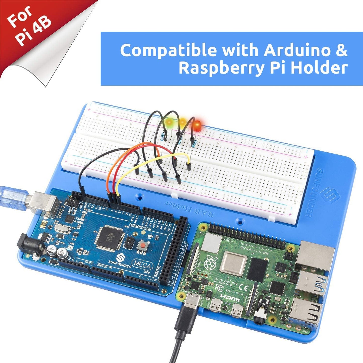 SunFounder Raspberry Pi RAB Holder Compatible with R3, Mega 2560 & Raspberry Pi 4B, 3B+, 3B, 2B and 1B+, A+